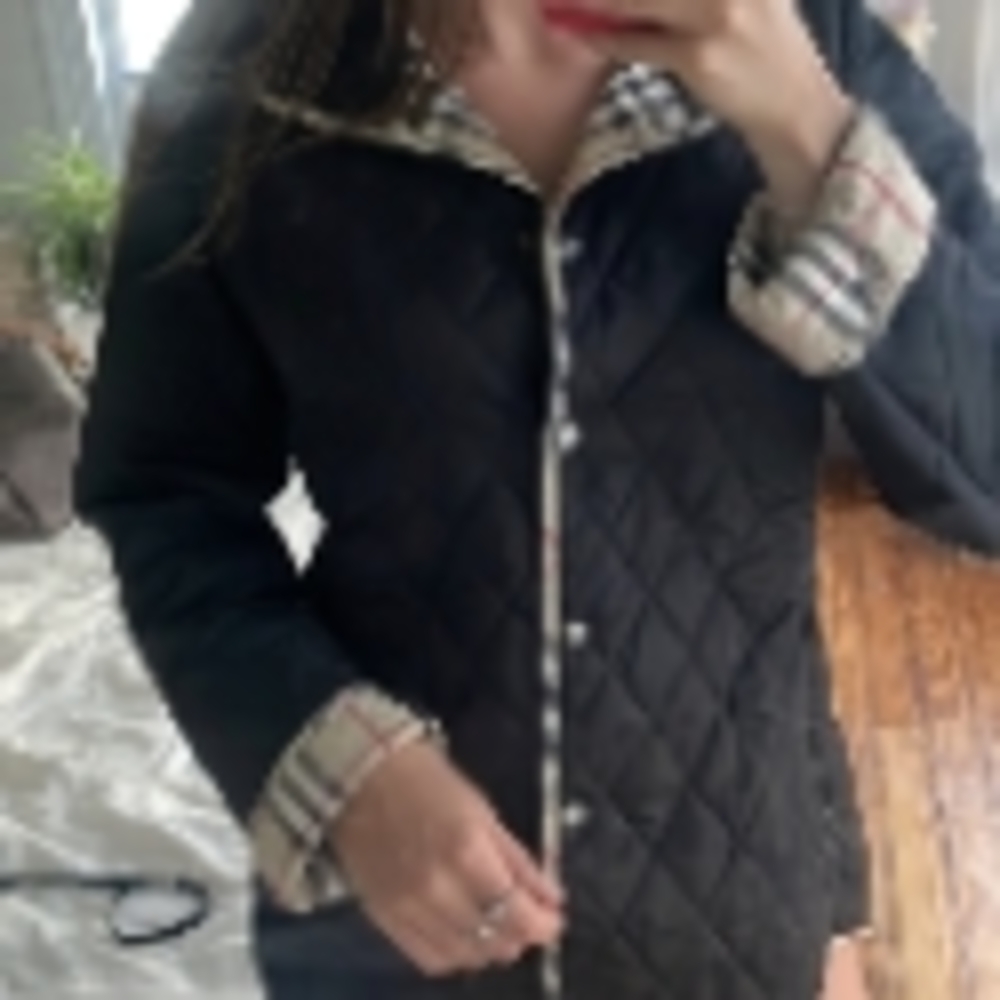Burberry Black and Cream Quilted Puffer Jacket
